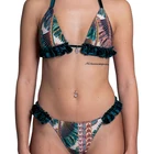 G String Julysand Wholesale Sexy Micro G String Bikini Women Fashion Thong Leopard Print Ruffle Bikini Set