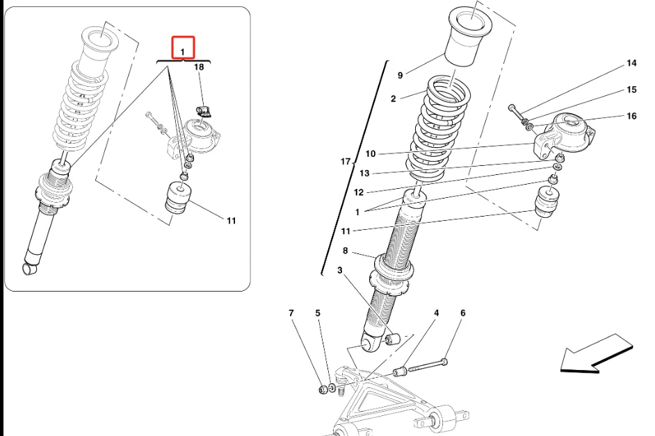 product hot sale car spare parts front metal material shock absorbers for ferrari california 2009 2013 oe 247208 247210-3