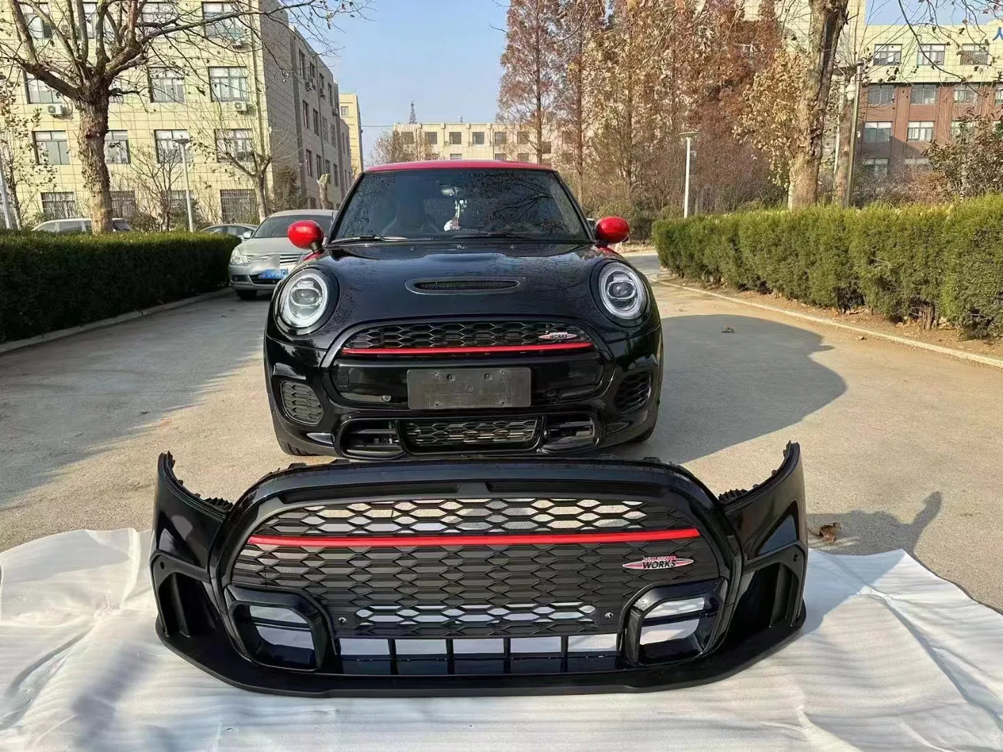 product front rear bumper set old to new version body kits for bmw mini cooper f55 f56 upgrade to 2022 jcw style body kit 2014 2021264-6