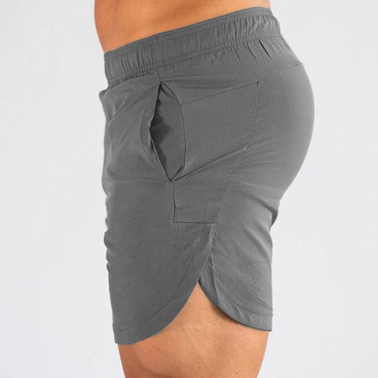 Custom Logo on Waistband Polyester Pockets Split Hem Pour Hommes Sports Active Mens Workout Gym Athletic Shorts for Men