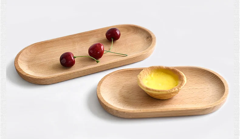 Wholesale Beech Wood Table Coffee Cheese Mini Cake Tray Snack Fruit Rectangular Food Platter Serving Tray