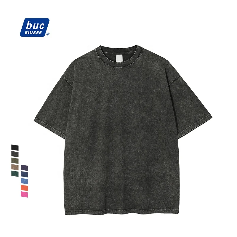 2023 Summer New Heavyweight Washed Plain T Shirt Custom Vintage Unisex Boxy T-shirt