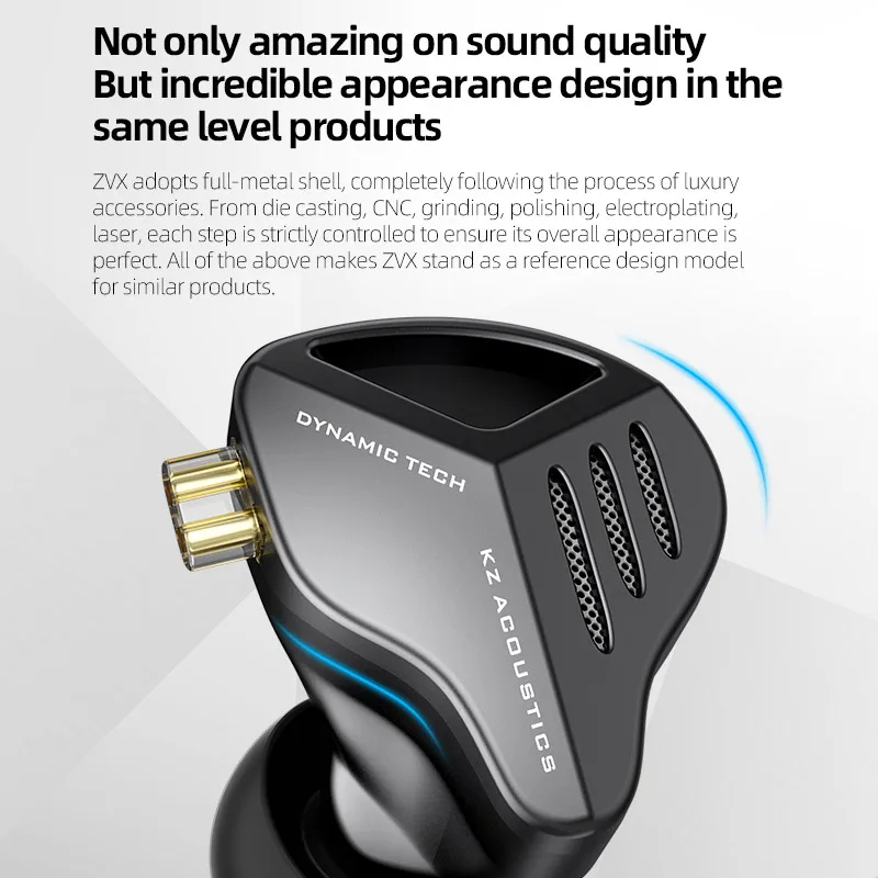 Hot Sale KZ ZVX Wired Earphone 1DD Dynamic Music Calling Earbuds Noise Reduction Headset Mic Headphone