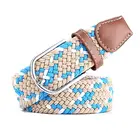 Casual Knitted Pin Buckle Belt Woven Canvas Elastic Expandable Braided Stretch Belts Plain Webbing Strap