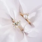 Ring AAA Gems 14k Yellow Gold Pear Shape Engagement Ring Crushed Ice Cut Moissanite Ring Set