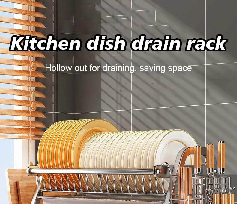 3-Tier Stainless Steel Dish Rack 2-Tier Drying Rack Sink Holder Bowl Tools Household Organizing Tray Home