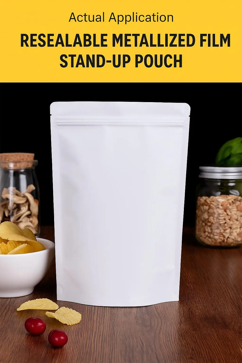 Food Grade Reusable Stand up Pouch Resealable Aluminum Foil Dry Snack Packaging Plastic Bags - detail 5