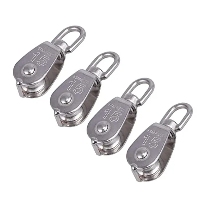 1pc M15 15mm Silver Swivel Sheave Eye Rigging Pulley Block Stainless Steel 