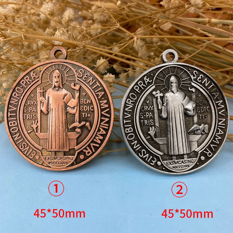 San Benito Medal Cross Jesus Character Pendant Zinc Alloy Saint Benedict  Pendant charm Women Men Religious Jewelry  Accessories.jpg