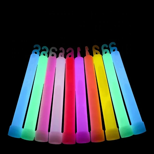 25 Ultra Bright 6 Inch Glow Sticks with Red Ribbon - 12 Hour Duration for Camping, Parties, and