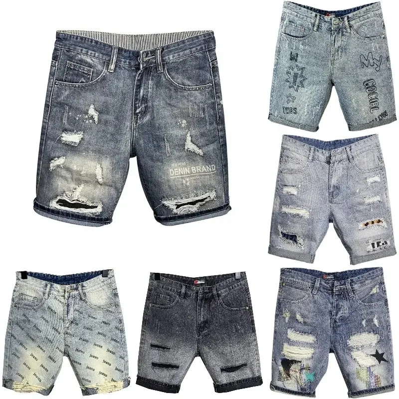 Wholesale high quality men's ripped denim shorts Casual denim shorts Summer shorts with pockets