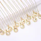 12 Signs Horoscope Blue Sand Base 925 Silver Gold Filled Plated Long Chain Necklace For Women Jewelry