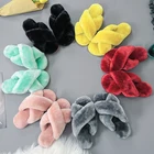 Slippers Slippers Fur Fashion Women Vegan Faux Fur Fuzzy Slippers 2020 Open Toe Mule Fluffy House Slide Ladies Slippers