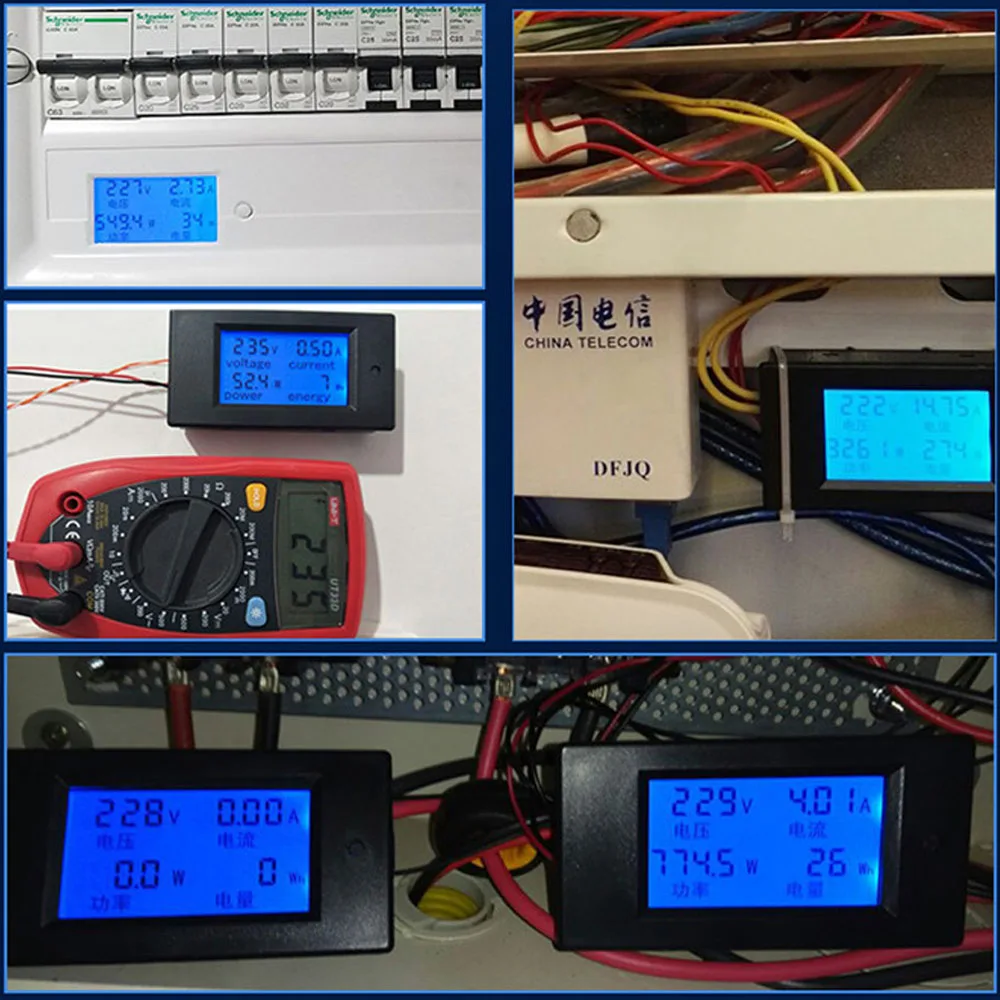 Digital Multimeter Voltage Ampere Meter Panel AC 80-260V 110V 220V 20A Electrical Volt Current Power Energy Meter Tester Gauge