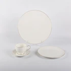 Porcelain Wholesale Porcelain Gold Rimmed Food Grade Simple Ceramic Round Dinner 8 10 Inch Plate Cup Set