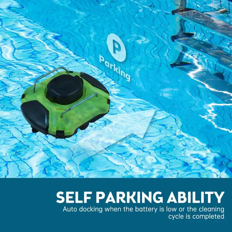 Cordless Robotic Pool Cleaner 30W IPX8 Waterproof Dual-Drive Motors Automatic Pool Vacuum 110 Mins Runtime Self-Parking Recharge