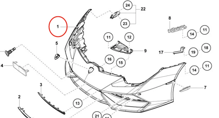 Front Bumper For Lamborghini Huracan 610 4T0807103 High Quality Original Used Plastic Car Front Bumper No Repair Long Life manufacture