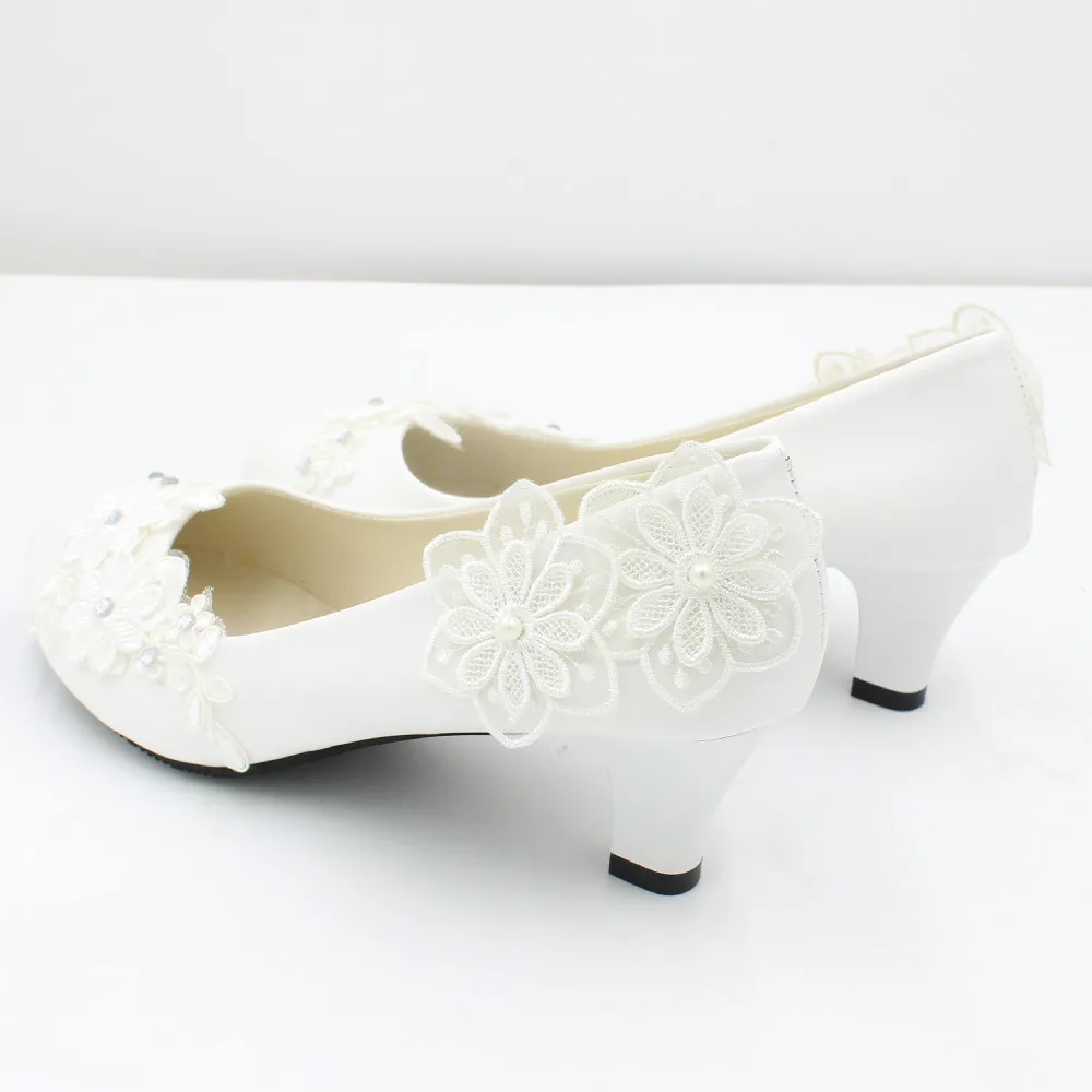 34-42 Autumn New White Large Wedding Shoes Women's square heel shoes Decal Bridal Shoes