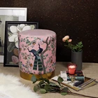 Furniture Chinese Style Elegant Design Pink Velvet Fabric Bed Stool Footstool Furniture For Living Room