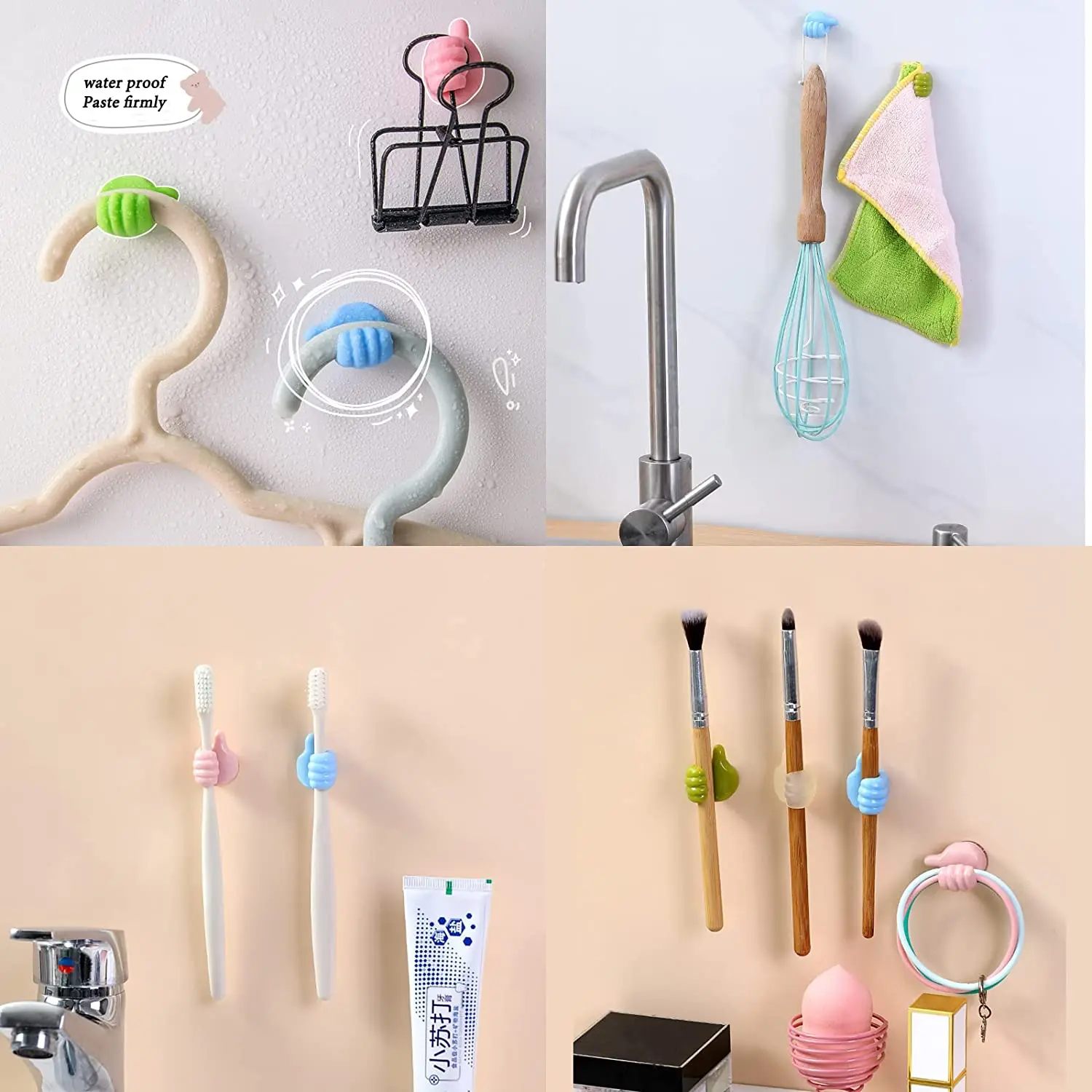 Silicone Thumb Wall Hook - Multifunction Adhesive Cable Clip Self Adhesive Thumb Cable Organizer Clips Key Hanger