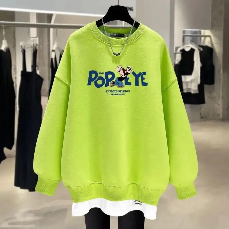 Women's oversized sweatshirt pattern retro hoodie cute Los Angeles California teen loose crew-neck fashion clothing