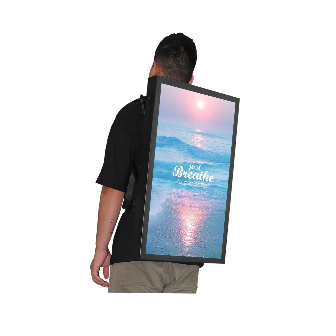 portable backpack vertical lcd advertising tv display screens in stock