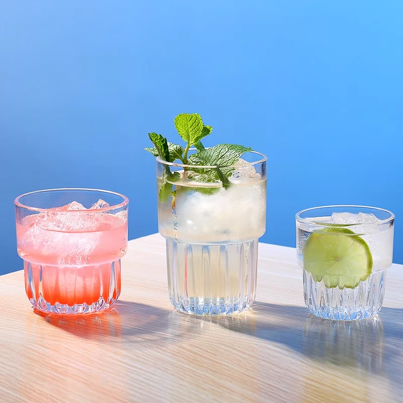 High-Value Whiskey Glass Transparent Soda Lime Glass Home Bar Restaurant Embossed Juice Drinking Cup