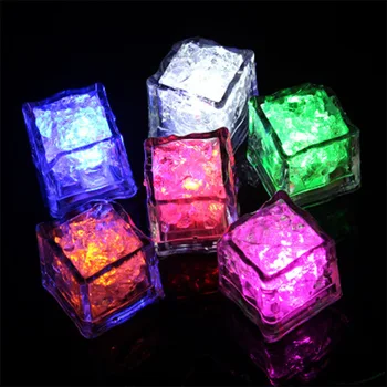 Wine Glass Decoration Led Fluorescent Block Flashing Induction Ice Acrylic Colorful Glowing LED Ice Cubes For Halloween Party