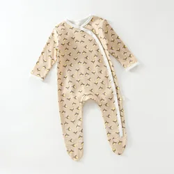 RTS autumn baby romper lovely printed newborn footed rompers soft cotton baby jumpsuits infant climbing clothes