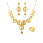 Bridal Jewelry Factory Supply Bridal Jewelry Women Luxury 24K Gold Plated Jewelry Necklace Wedding Sets