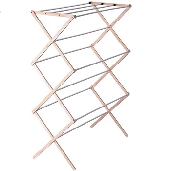 Collapsible Folding Wooden Clothes Drying Rack For Laundry