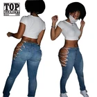 Ladies Denim Jean Jeans Plus Size Trousers Stylish Ladies Denim Ripped Pants Mujer Jean Women Destroyed Jeans