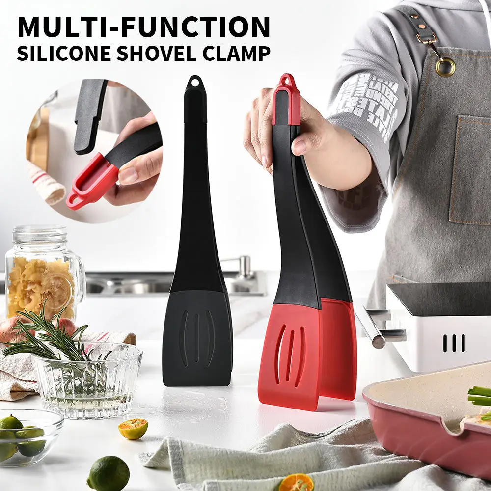 New Arrival easy clean 3-in-1 Frying beef steak egg fish 2 in 1 no damaging pan  food spatula and tongs set