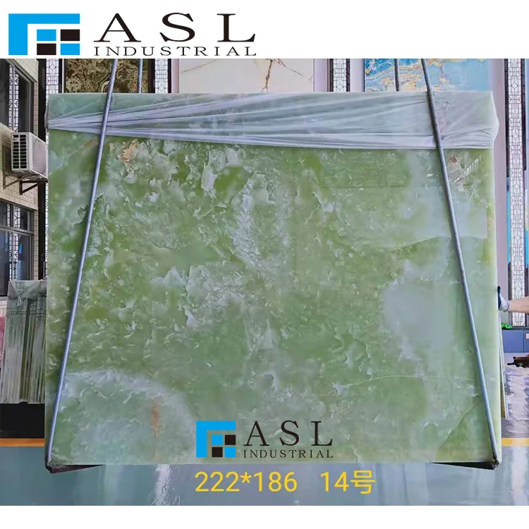 Natural stones large transparent green onyx tiles amethyst polish marble slabs wall book match translucent onyx