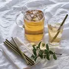 Engraved Laser Biodegradable Bamboo Straws Engraved Laser Milk Tea Bamboo Straw Reusable