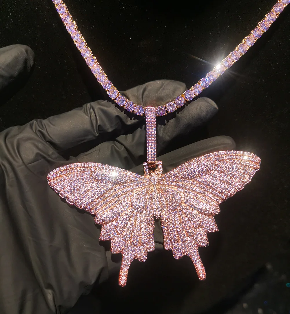 butterfly necklace iced out