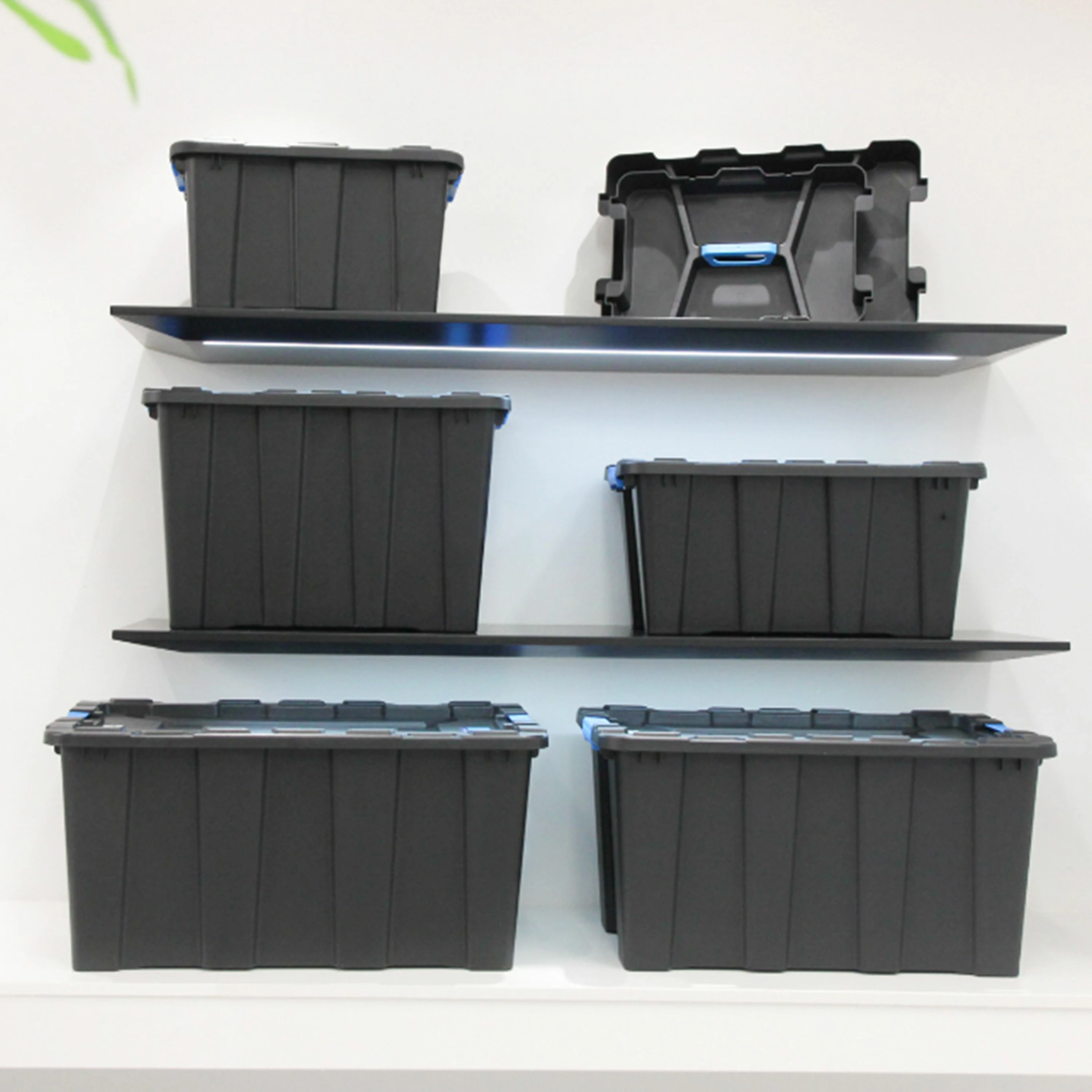 40L heavy duty plastic tote container with lid