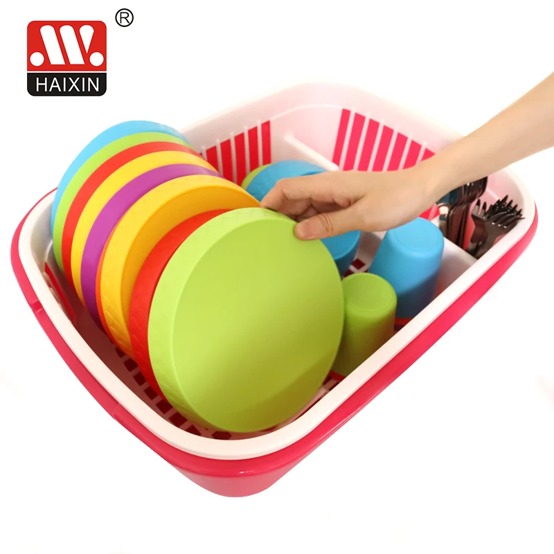 Plate Dish Bowl Cups Spoon Storage Rack Drainer Plastic Dish Drying Rack Kitchen Drying Drainer Dish Rack With Cover