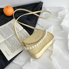 Bag 2021 New Fashion Pearl Handbag Women's Simple And Popular 1 Shoulder Armpit Bag Net Red Mini Square Bag