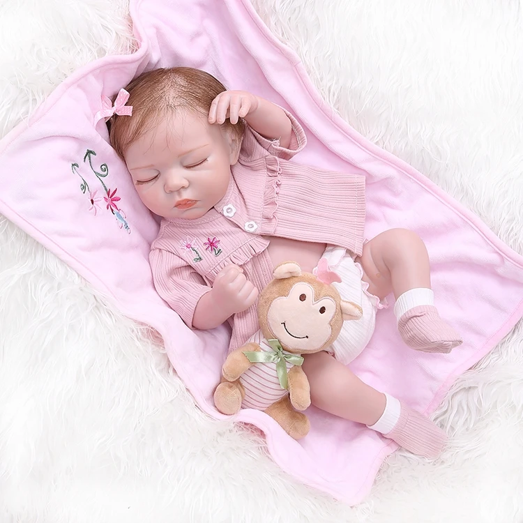 NPK 48CM newborn bebe realistic reborn soft full body silicone lifelike sleeping baby Anatomically Correct