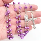 Rosaries 6mm Purple Rose Beads Handmade Craft Jewelry Carmel Scapular Rosaries
