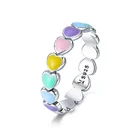 Valentine Heart Rings Heart 925 Ring Valentine Gift Newest Women Rainbow Heart 925 Sterling Silver Rings