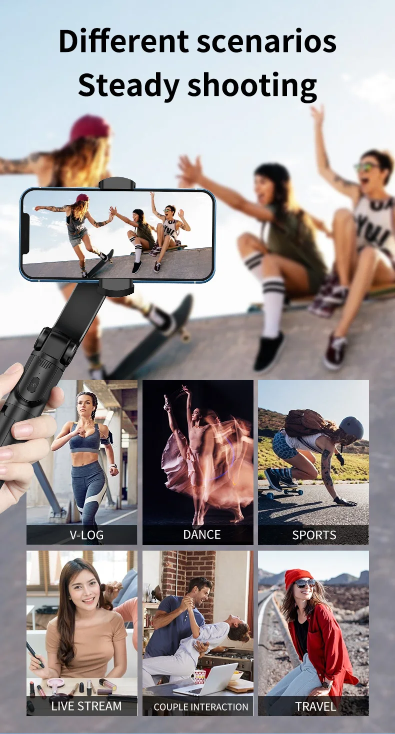 Smooth Axis Handheld Gimbal Stabilizer Video Vlog Tripod Cell Phone Selfie Stick