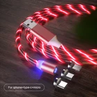 1m Led Flowing Light Usb 3 In 1 Fast Micro Type C Magnet Charger Magnetic Charging Cable For Iphone