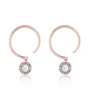 Earrings ATHENAA Rose Gold Plated Crystal Twisted Round Cz Dangle 925 Silver Drop Hoop Earrings