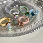 Color Ring Gemstone Rings Hot Selling Acrylic Resin Color Jelly Ring Candy Jelly Color Gemstone Ring For Women