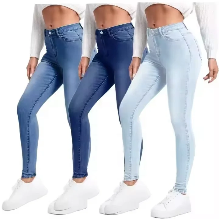 New Arrivals Plus Size Women Jeans High Waist Blue Denim Pencil Stretch Skinny Jeans Womens