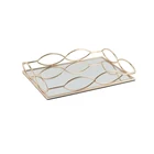Tray High Quality Classic Rectangle Gold Mirror Glass Rectangular Customized Square Food Serving Tray
