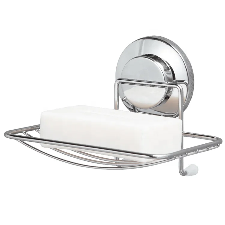 HolderVertex Super Suction Wall Mounted Chrome Wire Soap Basket 