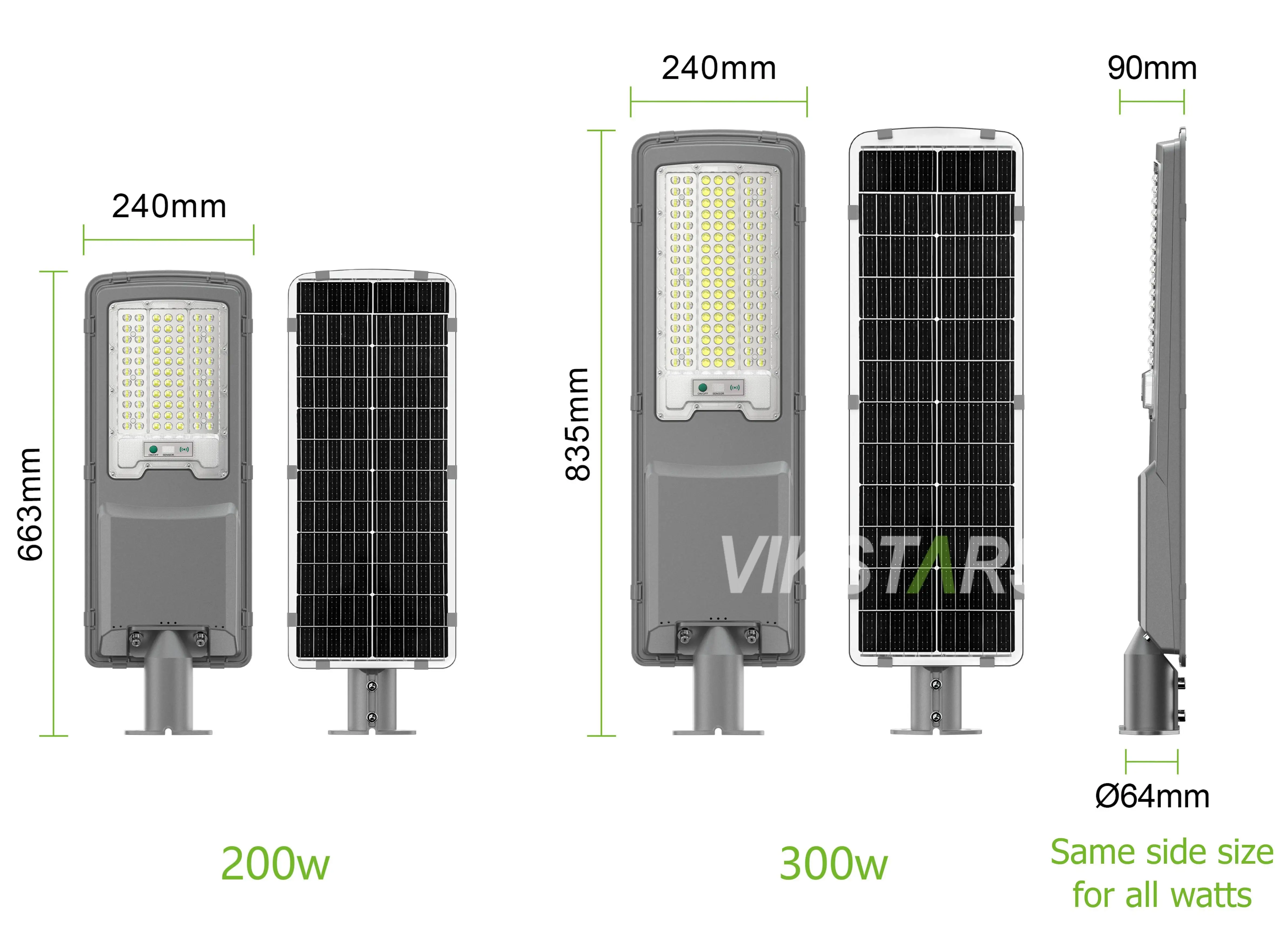 Outdoor Integrated Solar Street Lights Outdoor 200w 300w Lamp for Road With Light Sensor Remote Control Pole